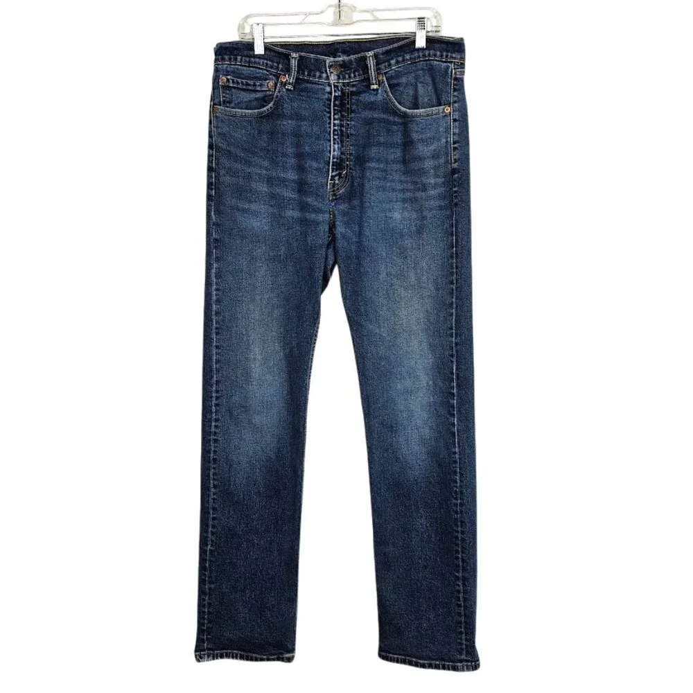 Men's LEVIS 505 Straight Leg Jeans size 36x34 MEDIUM WASH BLUE Denim Regular Fit - Picture 1 of 7